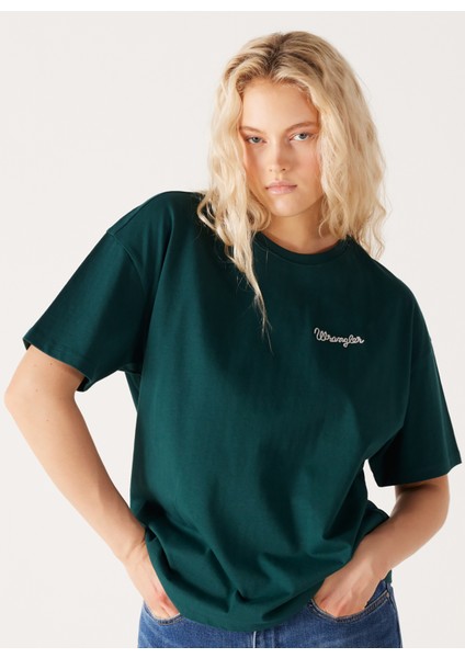 Bisiklet Yaka Koyu Yeşil Kadın T-Shirt W7R9EEG61-KOYU Yeşil fiyatları
