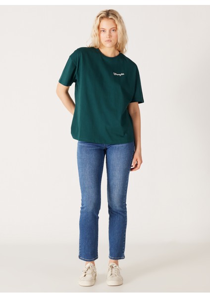 Bisiklet Yaka Koyu Yeşil Kadın T-Shirt W7R9EEG61-KOYU Yeşil fırsatları