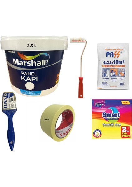 Su Bazlı Kokusuz Amerikan Panel Kapı Boyası Su Bazlı 2,5 Lt - 6 Parça Boyama Seti