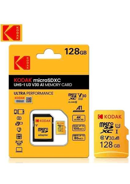 128Gb. Micro Sd Hafıza Kartı Clas 10 4K Uv3 V30 A1 %100 Orjinal Hafıza Kartı