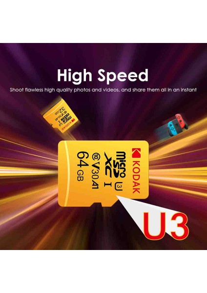 128Gb. Micro Sd Hafıza Kartı Clas 10 4K Uv3 V30 A1 %100 Orjinal Hafıza Kartı