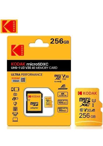 256Gb. Micro Sd Hafıza Kartı Clas 10 4K Uv3 V30 A1 %100 Orjinal Hafıza Kartı