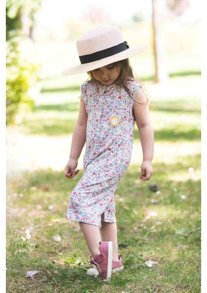 Bambu Çiçek Desenli Kolsuz Şort Tulum