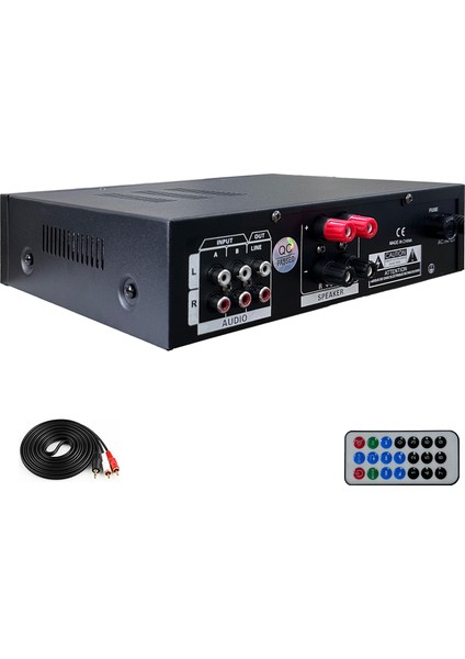 Hepa Merz HB-200 Stereo Mixer Amfi 4-8 Ohm 2 Çıkışlı 2X100W Anfi Bluetooth USB