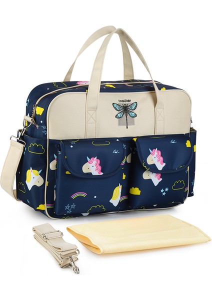 Su Geçirmez Naylon Baskılı Omuz Anne Crossbody El Anne ve Bebek Büyük Kapasiteli Anne Çantası (Yurt Dışından)