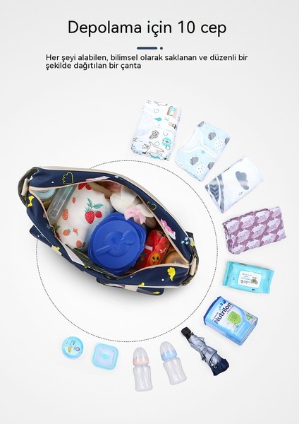 Su Geçirmez Naylon Baskılı Omuz Anne Crossbody El Anne ve Bebek Büyük Kapasiteli Anne Çantası (Yurt Dışından) fırsatları