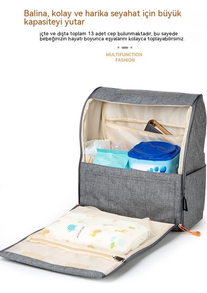 Basit Çift Omuz Çok Fonksiyonlu Polyester Anne Sırt Büyük Kapasiteli Anne ve Bebek Gezi Sırt Çantası (Yurt Dışından) fırsatları