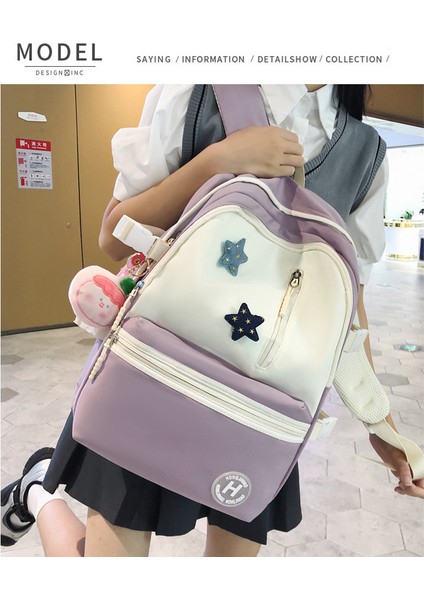 Geniş Kapasiteli Zıt Renkli ve Çok Yönlü Ortaokul Kızları Için Okul Üniversite Öğrencileri Için Niş Sırt Ya Uygun ve Sade Çantası (Yurt Dışından) fiyatları