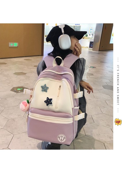 Geniş Kapasiteli Zıt Renkli ve Çok Yönlü Ortaokul Kızları Için Okul Üniversite Öğrencileri Için Niş Sırt Ya Uygun ve Sade Çantası (Yurt Dışından) modelleri