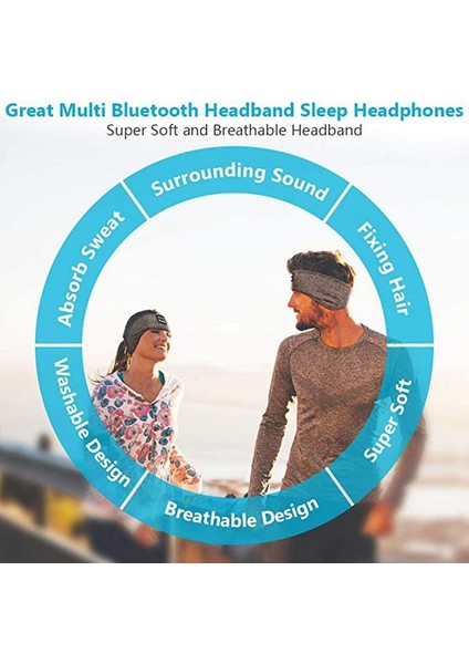 Uyku Kulaklığı Bluetooth Kablosuz Müzik Spor Kafa Bandı - Siyah (Yurt Dışından)