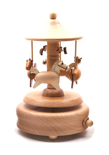Atlıkarınca Müzik Kutusu Süsleme Küçük Kız Doğum Günü Yaratıcı Hediye El Yapımı Ahşap Müzik Kutusu (Yurt Dışından)
