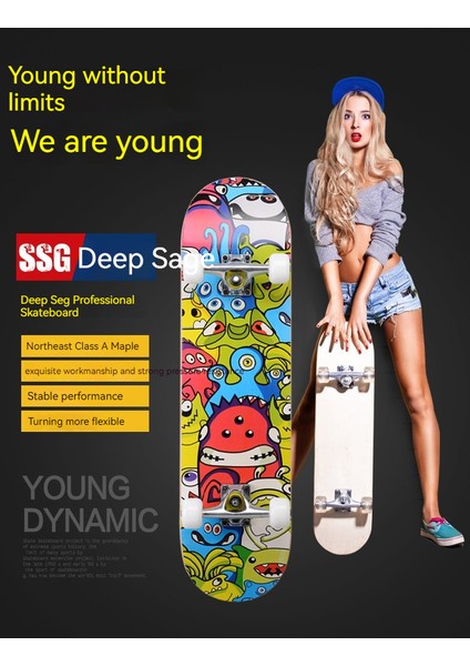 31 Inç Profesyonel Yetişkin Fırçalanmış Sokak Akçaağaç Dört Tekerlekli Acemi Çocuk Çift Rocker Içbükey Kaykay (Yurt Dışından) fiyatları