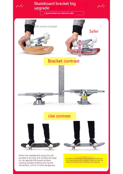 31 Inç Profesyonel Yetişkin Fırçalanmış Sokak Akçaağaç Dört Tekerlekli Acemi Çocuk Çift Rocker Içbükey Kaykay (Yurt Dışından) indirimleri