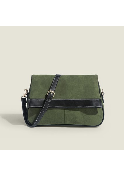 Retro Süet Kontrast Renkli Çok Yönlü Gündelik Omuz Çantası (Yurt Dışından)