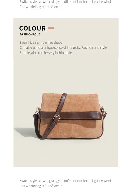 Retro Süet Kontrast Renkli Çok Yönlü Gündelik Omuz Çantası (Yurt Dışından) modelleri