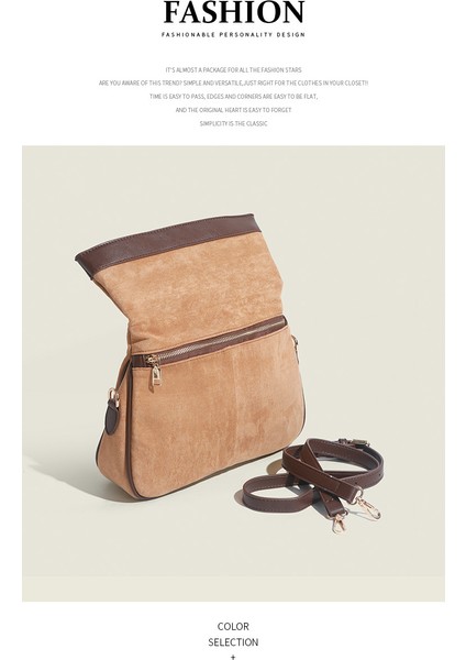 Retro Süet Kontrast Renkli Çok Yönlü Gündelik Omuz Çantası (Yurt Dışından) indirimleri