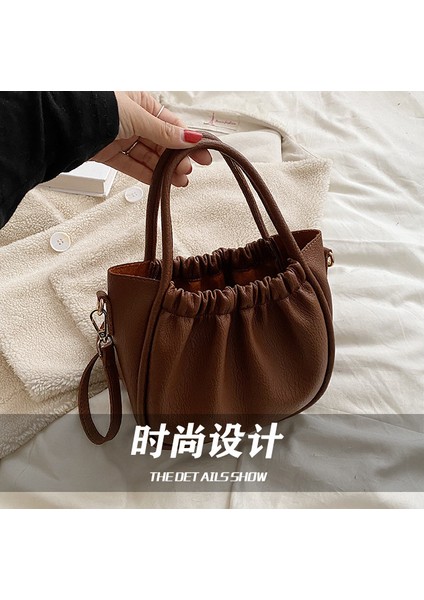 Yeni Retro Pileli Çanta, Kadınlar Için Modaya Uygun ve Çok Yönlü Düz Renkli Tek Omuzlu Çapraz Askılı Çanta (Yurt Dışından) indirimleri