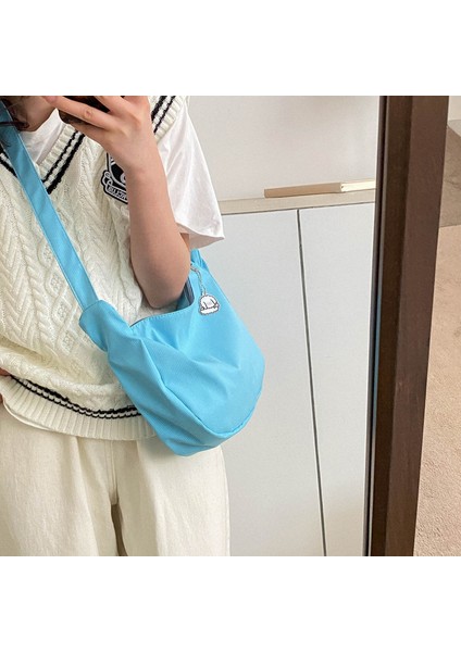Basit Yeni Stil Edebi Tek Omuzlu Düz Renk Crossbody Çanta Çanta (Yurt Dışından)