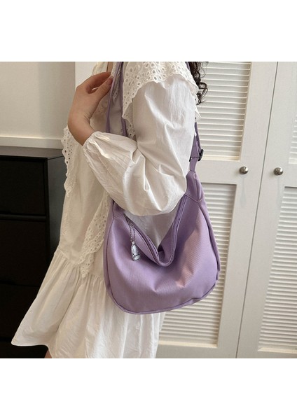 Basit Yeni Stil Edebi Tek Omuzlu Düz Renk Crossbody Çanta Çanta (Yurt Dışından)