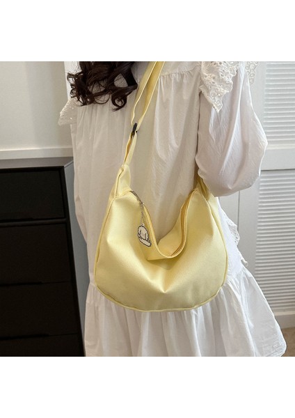 Basit Yeni Stil Edebi Tek Omuzlu Düz Renk Crossbody Çanta Çanta (Yurt Dışından)