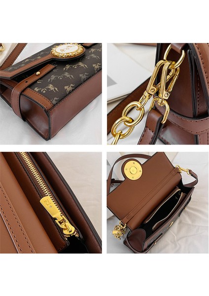 Yeni Dokulu Küçük Kare Çanta, Şık ve Modaya Uygun Baskılı Çapraz Askılı Omuz Çantası, Çok Yönlü Taşınabilir Askılı Çanta (Yurt Dışından) fırsatları