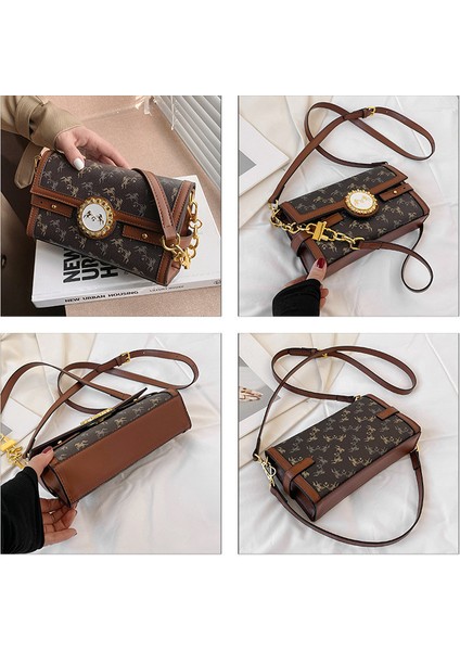 Yeni Dokulu Küçük Kare Çanta, Şık ve Modaya Uygun Baskılı Çapraz Askılı Omuz Çantası, Çok Yönlü Taşınabilir Askılı Çanta (Yurt Dışından) indirimleri