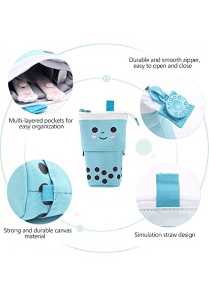 Standı Kalem Kutusu, Karikatür Sevimli Kalem Çantası Teleskopik Kalem Çantası Kanvas Kalem Tutucu Kız Erkek Okul Öğrencileri Için Kozmetik Makyaj Çantası Ofis Genç Yetişkin (Yurt Dışından) fırsatları