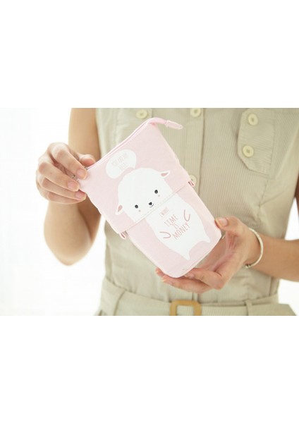 Standı Kalem Tutucu, Teleskopik Karikatür Sevimli Kedi Kalem Kutusu Kozmetik Dayanıklı Tuval Kırtasiye Makyaj Çantası Erkek Kız Öğrenciler ve Ofis Malzemeleri (Yurt Dışından) modelleri