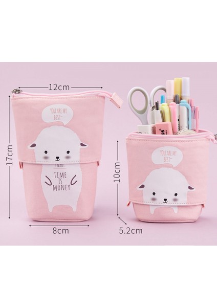 Standı Kalem Tutucu, Teleskopik Karikatür Sevimli Kedi Kalem Kutusu Kozmetik Dayanıklı Tuval Kırtasiye Makyaj Çantası Erkek Kız Öğrenciler ve Ofis Malzemeleri (Yurt Dışından) fırsatları