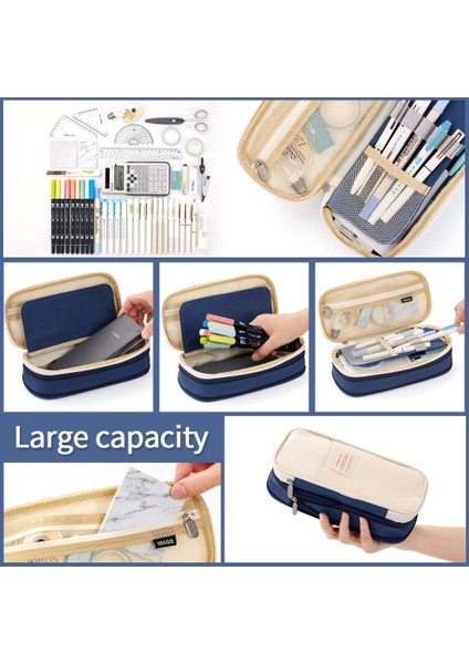 Büyük Kapasiteli Kalem Kalem Kutusu Ofis Koleji Okul Büyük Depolama Yüksek Kapasiteli Çanta Kılıfı Tutucu Kutusu Organizatör Mavi (Yurt Dışından) fırsatları