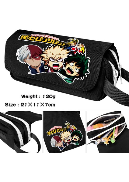 My Hero Academia Tuval Büyük Kapasiteli Çift Katmanlı Kalem Çantası Anime Kırtasiye Kutusu Öğrenci Kırtasiye Kalem Çantası (Yurt Dışından)