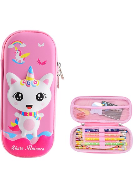 Çocuklar Için Kalem Kutusu Düzenleyici Büyük Kapasiteli 3D Üç Boyutlu Çok Bölmeli Öğrenci Kalem Kutusu Çocuk Okul Malzemeleri (Miyav Miyav) (Yurt Dışından)