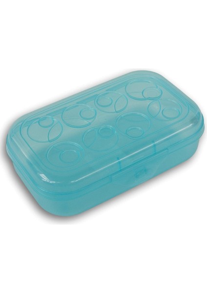 Çıtçıtlı Kalem Kutusu Kutusu Daire Desenli Kapak - Mavi (Yurt Dışından)