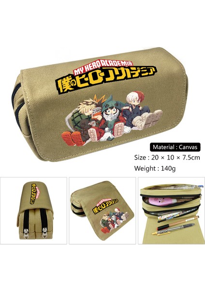 My Hero Academia Tuval Büyük Kapasiteli Çift Katmanlı Kalem Çantası Anime Kırtasiye Kutusu Öğrenci Kırtasiye Kalem Çantası (Yurt Dışından)