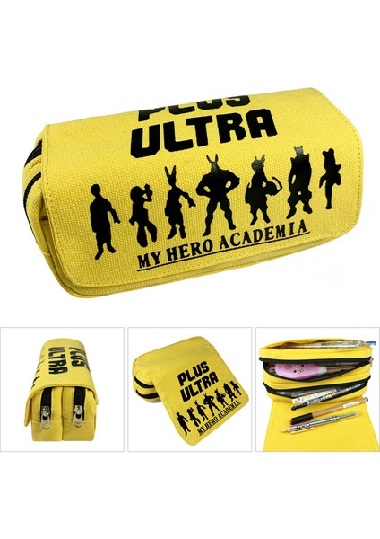 My Hero Academia Tuval Büyük Kapasiteli Çift Katmanlı Kalem Çantası Anime Kırtasiye Kutusu Öğrenci Kırtasiye Kalem Çantası (Yurt Dışından)