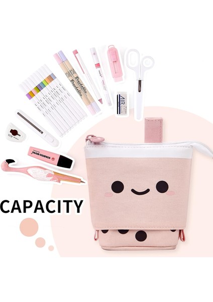 Ayakta Kalem Kutusu Sevimli Teleskopik Kalem Tutucu Kawaii Kırtasiye Kese Makyaj Kozmetik Çantası Okul Öğrencileri Için Ofis Kadın Gençler Kız Erkek (Pembe) (Yurt Dışından) fırsatları