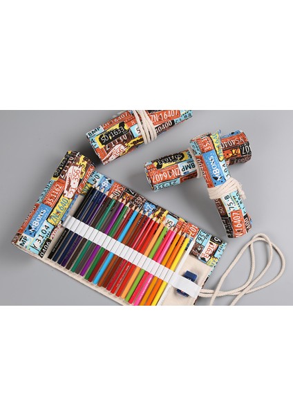 El Yapımı Tuval Kalem Perdesi 72 Delikli Büyük Kapasiteli Kalem Kutusu Erkek ve Kız Için Renkli Kurşun Kroki Kırtasiye Kutusu (Yurt Dışından) fiyatları