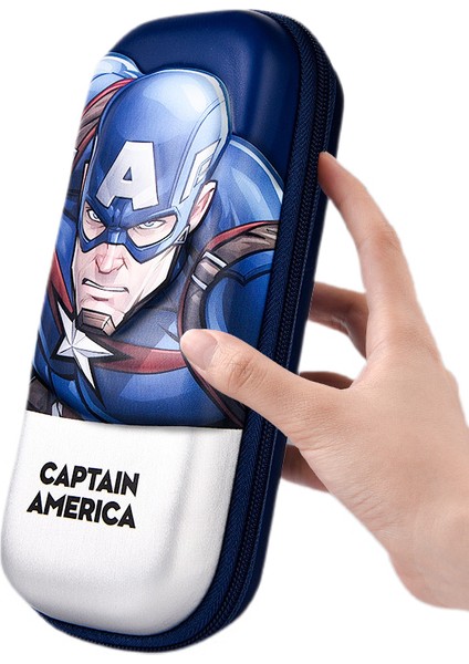 Çocuklar Için Kalem Kutusu Organizatör Disney Marvel Çocuk Kalem Kutusu 3D Lamine Film Su Geçirmez Anime Büyük Kapasiteli Kutu (Captain America2) (Yurt Dışından)