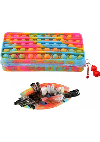 Kırtasiye Kalem Kutusu Taşıması Kolay Büyük Kapasiteli Yaratıcı Silikon Pop Kabarcık Fidget Oyun ve Kalem Makyaj Kalemi Depolama Kese, Lightpink (Yurt Dışından)