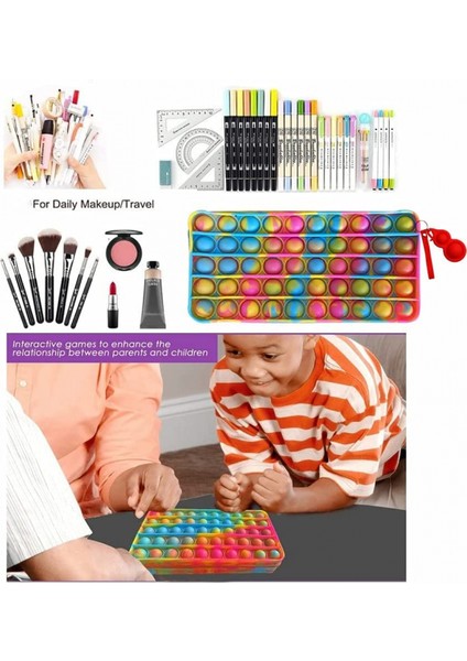 Kırtasiye Kalem Kutusu Taşıması Kolay Büyük Kapasiteli Yaratıcı Silikon Pop Kabarcık Fidget Oyun ve Kalem Makyaj Kalemi Depolama Kese, Lightpink (Yurt Dışından) fırsatları