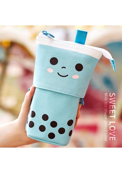 Ayakta Kalem Kutusu Sevimli Teleskopik Kalem Tutucu Kawaii Kırtasiye Çantası Makyaj Kozmetik Çantası Okul Öğrencileri Için Ofis Kadın Gençler Kız Erkek (Mavi) (Yurt Dışından) modelleri