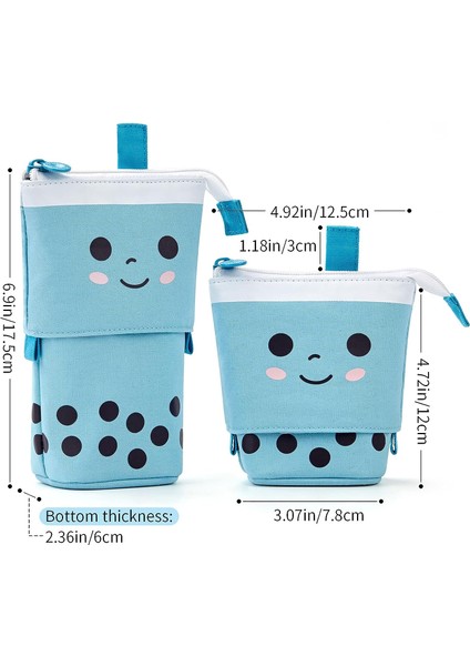 Ayakta Kalem Kutusu Sevimli Teleskopik Kalem Tutucu Kawaii Kırtasiye Çantası Makyaj Kozmetik Çantası Okul Öğrencileri Için Ofis Kadın Gençler Kız Erkek (Mavi) (Yurt Dışından) indirimleri