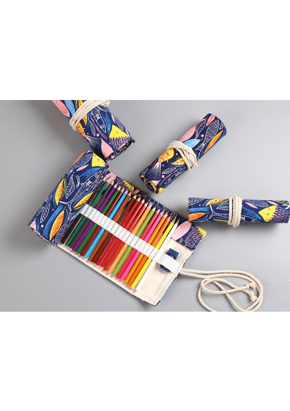 El Yapımı Tuval Kalem Perdesi 72 Delikli Büyük Kapasiteli Kalem Kutusu Erkek ve Kız Için Renkli Kurşun Kroki Kırtasiye Kutusu (Yurt Dışından) fiyatları