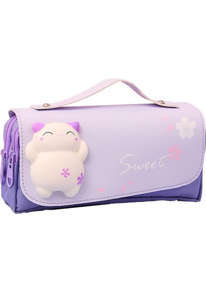 Yumuşacık Kedi Kawaii Kalem Kılıfı ile Sevimli Kalem Kutusu Sevimli Okul Malzemeleri Kalem Çantası Yumuşak Kawaii Kittie Oyuncak ile Kalem Kutusu Kalem Kutusu Kalem Kılıfı (Mor) (Yurt Dışından)