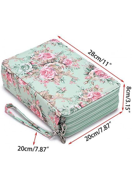 Yeni Büyük Kapasiteli Pu Kalem Çantası Öğrenci Kırtasiye Çantası 200 Delikli Sanat Resim Saklama Çantası Kalem Perde (Yurt Dışından)