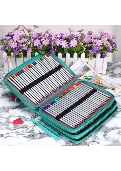 Yeni Büyük Kapasiteli Pu Kalem Çantası Öğrenci Kırtasiye Çantası 200 Delikli Sanat Resim Saklama Çantası Kalem Perde (Yurt Dışından) modelleri