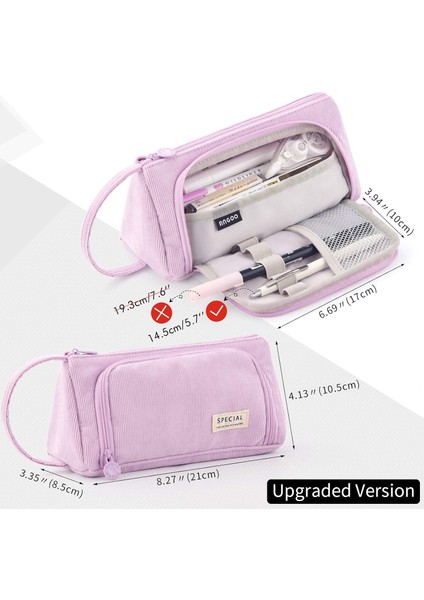 Büyük Kapasiteli Kalem Kutusu Tuval Yüksek Büyük Depolama Kılıfı Işaretleyici Kalem Kutusu Basit Kırtasiye Çantası Okul Koleji Organizatör Öğrenci Için-Açık Mor (Yurt Dışından) indirimleri