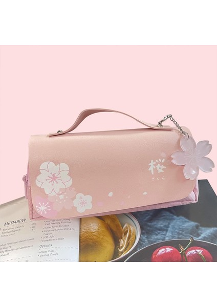 Kiraz Çiçeği Kalem Çantası Pembe Tatlı Kalem Kutusu Büyük Kapasiteli Kırtasiye Kılıfı Okul Malzemeleri Makyaj Çantası (Pembe) (Yurt Dışından) indirimleri