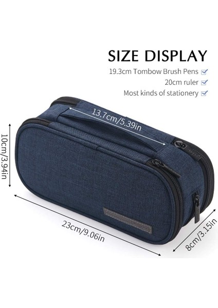 Kalem Kutusu Büyük Kapasiteli El 3 Bölmeli Kalem Kılıfı Yetişkin Öğrenciler Için Taşınabilir Büyük Depolama Kanvas Kalem Çantası Iş Ofisi (Mavi) (Yurt Dışından) fırsatları