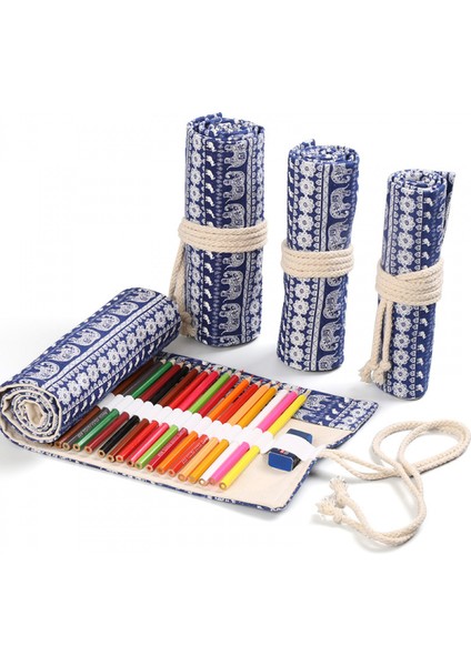 El Yapımı Tuval Kalem Perdesi 72 Delikli Büyük Kapasiteli Kalem Kutusu Erkek ve Kız Için Renkli Kurşun Kroki Kırtasiye Kutusu (Yurt Dışından)